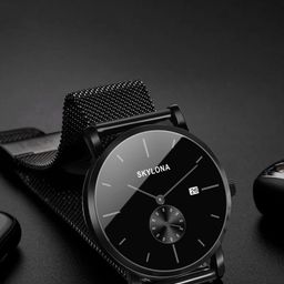 SKYLONA Men Brass Dial & Stainless Steel Straps Analogue Multi Function Watch Carnival Black-19