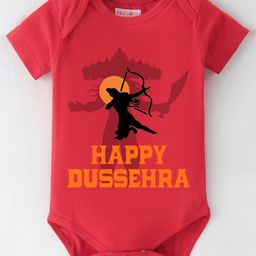 BLUSHES Infants Happy Dussehra Printed Pure Cotton Bodysuit-picture-31
