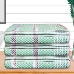 Athom Living Green & White 3 Pieces Striped Cotton 210 GSM Bath Towels-image-78