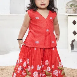 Vivedkids Girls Floral Printed Regular Pure Cotton Kurti with Sharara-image-22