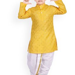 BAESD Boys Ethnic Motifs Printed Mandarin Collar Straight Kurta with Dhoti Pants-47