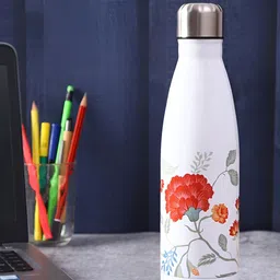 PENTADECO White & Red Single Aluminium Printed Water Bottle-2