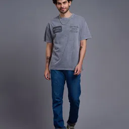 GO DEVIL Men Typography Striped Applique T-shirt-image-91