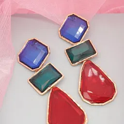 Niscka Gold-Plated Contemporary Drop Earrings-45