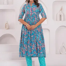 Sanganeri Kurti Women Floral Printed Regular Kurta with Trousers-52