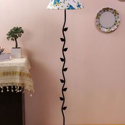Devansh Black & White Printed Cotton Floor Lamp With Shade-18