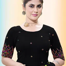 Moda Rapido Embroidered Round Neck Saree Blouse-picture-40