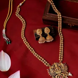 TEEJH Gold Plated Artificial Stones And Beads Jewellery Set-17