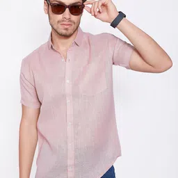 DIVISIVE Men Comfort Slim Fit Solid Spread Collar Linen Casual Shirt-picture-3