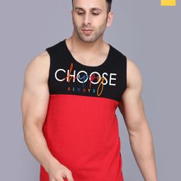 SLOWLORIS Pack Of 2 Printed Combed Cotton Gym Vests VSL26 CMB(CHS BLACKRED)(NVR YELLOW)-image-39