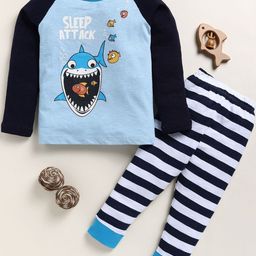 YK Boys Full Sleeves Shark Print Night Suit-picture-10
