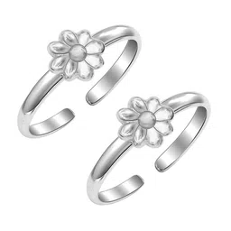 LeCalla 925 Sterling Silver Rhodium-Plated Cubic Zirconia Studded Toe Rings-9