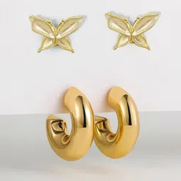VAGHBHATT Set Of 2 Gold-Plated Butterfly Studs image 2