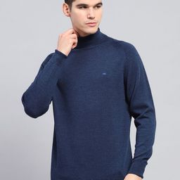 Monte Carlo Men Turtle Neck Long Sleeves Woollen Pullover-image-47