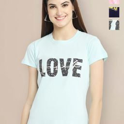 Metronaut Women Typography 3 Printed Applique T-shirt-image-34