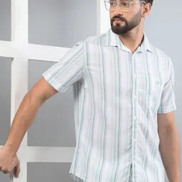 Crimsoune Club Men Classic Slim Fit Multi Stripes Opaque Striped Casual Shirt-image-38