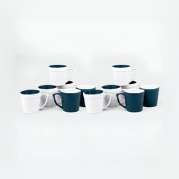 Storepedia White & Blue Handcrafted Printed Ceramic Glossy Cups Set of Cups and Mugs-13