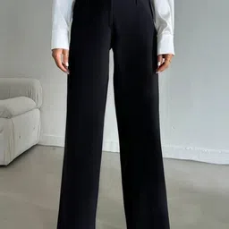 CILIMILI Women Relaxed Straight Leg High-Rise Lycra Trousers-picture-25