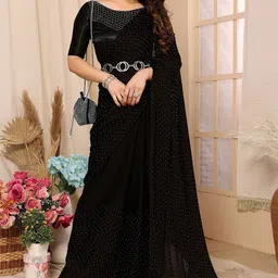 AMRUTKALA SAREES Embellished Beads and Stones Saree with Unstitched Blouse Piece-13
