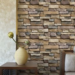 INDIAN ROYALS Blue & Peach Brick Stone Printed Self-Adhesive & Durable Wall Sticker-image-70