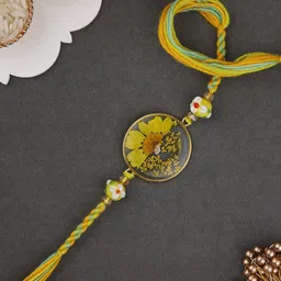 Aapno Rajasthan Set Of 3 Rakhi With Roli Chawal & Greetings Card-91