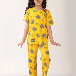 YK Girls Pop It Printed Pure Cotton Short Sleeve Night Suit-20