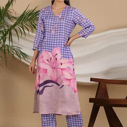 AARAAS Printed V-Neck Pure Silk Tunic With Trouser-picture-11