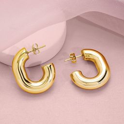 Rubans 18KT Gold Plated Stainless Steel Tarnish Free Waterproof Hoop Earrings-11
