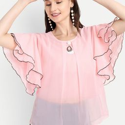 HAUTEMODA Bell Sleeve Georgette Top-image-40