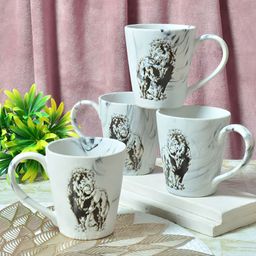 Myntra Elegant Homes White & Black 4 Pieces Ceramic Matte Mugs-image-42