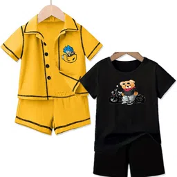 MITANSH Kids Pack Of 2 Printed Short Sleeves T-shirt With Shorts-43