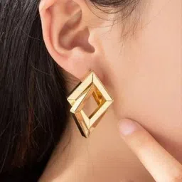 caredone CareDoneGold-Plated Square Shaped Drop Earrings image 4