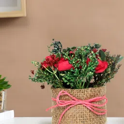 Cortina Red 1 Pieces Rose Artificial Flower With Pot-6