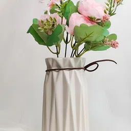 Art Street White Ribbed Ceramic FlowerVases-15