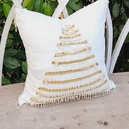 THROWPILLOW White & Gold-Toned Embellished Square Cushion Covers-5