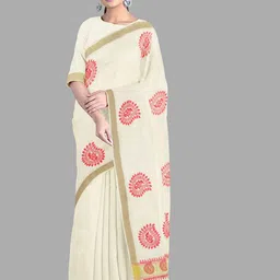 The Chennai Silks Paisley Zari Pure Cotton Kasavu Saree-picture-46