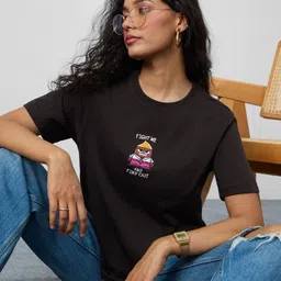 The Souled Store Graphic Printed Pure Cotton Relaxed Fit T-shirt-image-26
