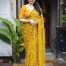 HERE&NOW Warli Pure Georgette Saree-image-92