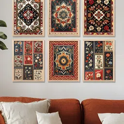 WALLLANE Brown & Red 6 Pieces Wood Abstract Wall Paintings-17