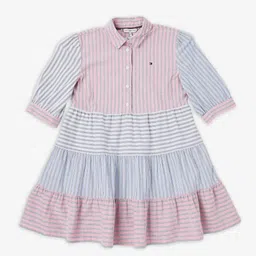 Tommy Hilfiger Girls Striped Long Sleeves Fit & Flare Knee Length Dress-image-34