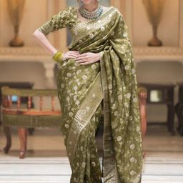 DIVASTRI Woven Design Zari Pure Silk Banarasi Saree-image-64