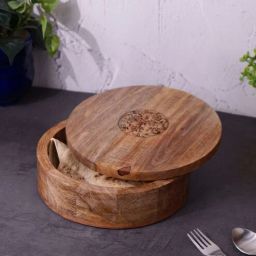 vareesha Gul Hand Crafted Mango Wood Chapati Box with Fine Carving Lid-picture-29