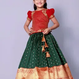 BAESD Girls Embroidered Thread Work Ready To Wear Jacquard Lehenga & Choli-picture-10