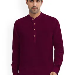 univibe Band Collar Cotton Slim Fit Straight Short Kurta-image-99