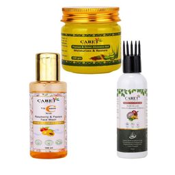 CARET ORGANIC Set Of 3 Kesar Aloe Vera Gel With Onion Seed Hair Oil & Face Wash-18