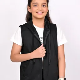 BAESD Girls Hooded Solid Fleece Casual Open Front Jacket-image-89