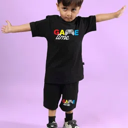 WEARDUDS Kids Game Finisher Printed Pure Cotton T-Shirt With Shorts-image-25
