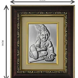 Pray Everyday Silver-Plated & Gold Plated Ladoo Gopal Ji Religious Copper Wall Art-image-8