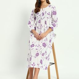 ASHRU Floral Printed Fit & Flare Ethnic Midi Dress-50