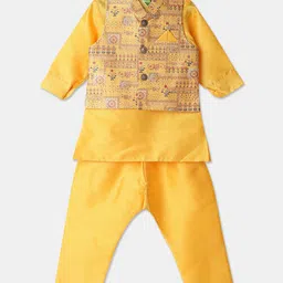 V-Mart Boys Ethnic Motifs Printed Regular Sequinned Pure Cotton Kurta with Pyjamas-0
